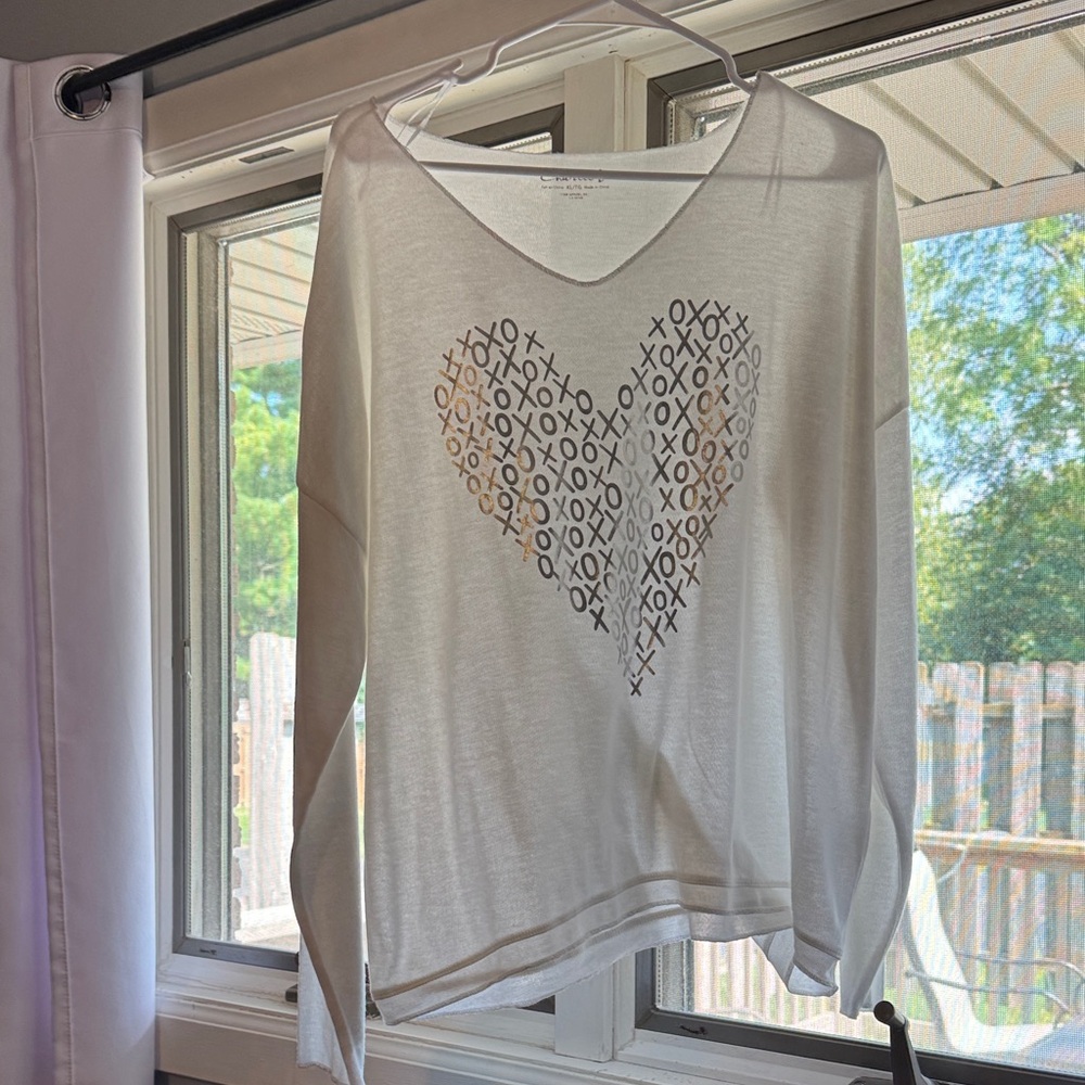 Charlie B White XO Heart Women's Blouse